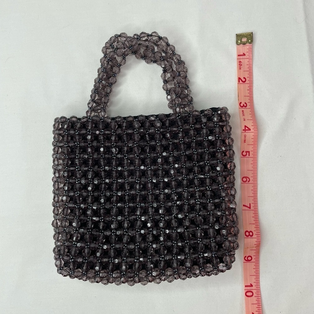 1990s Smokey Purple Clear Faceted Crystal Plastic Beaded Quartz Translucent Bag - Picture 6 of 6